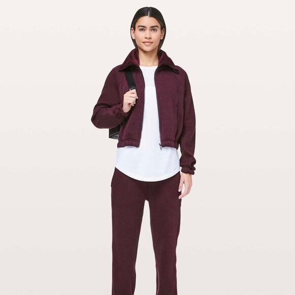 LULULEMON Plush Times Jacket Heathered Dark Adobe Maroon 6 - Picture 11 of 11